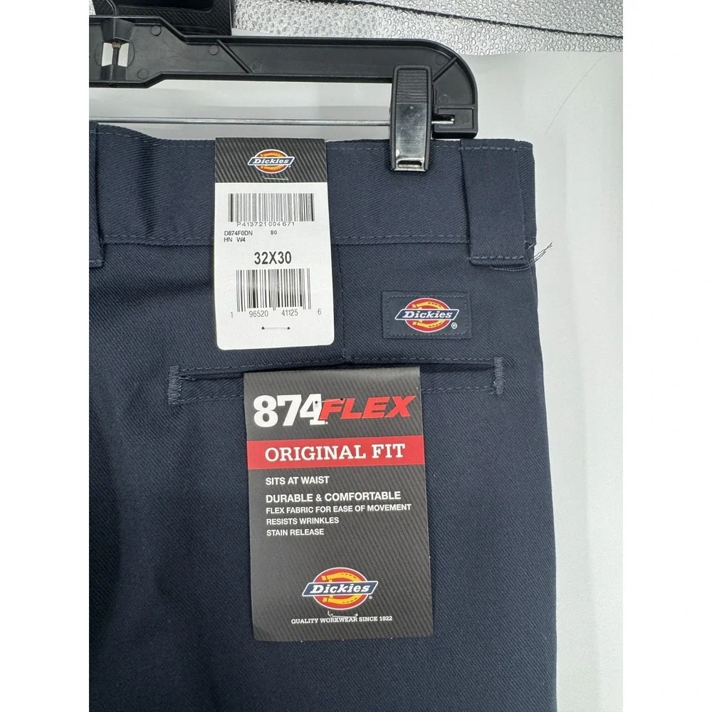 Dickies 874 Flex Work Pants Mens 32x30 Navy Blue Original Fit Straight Leg Chino